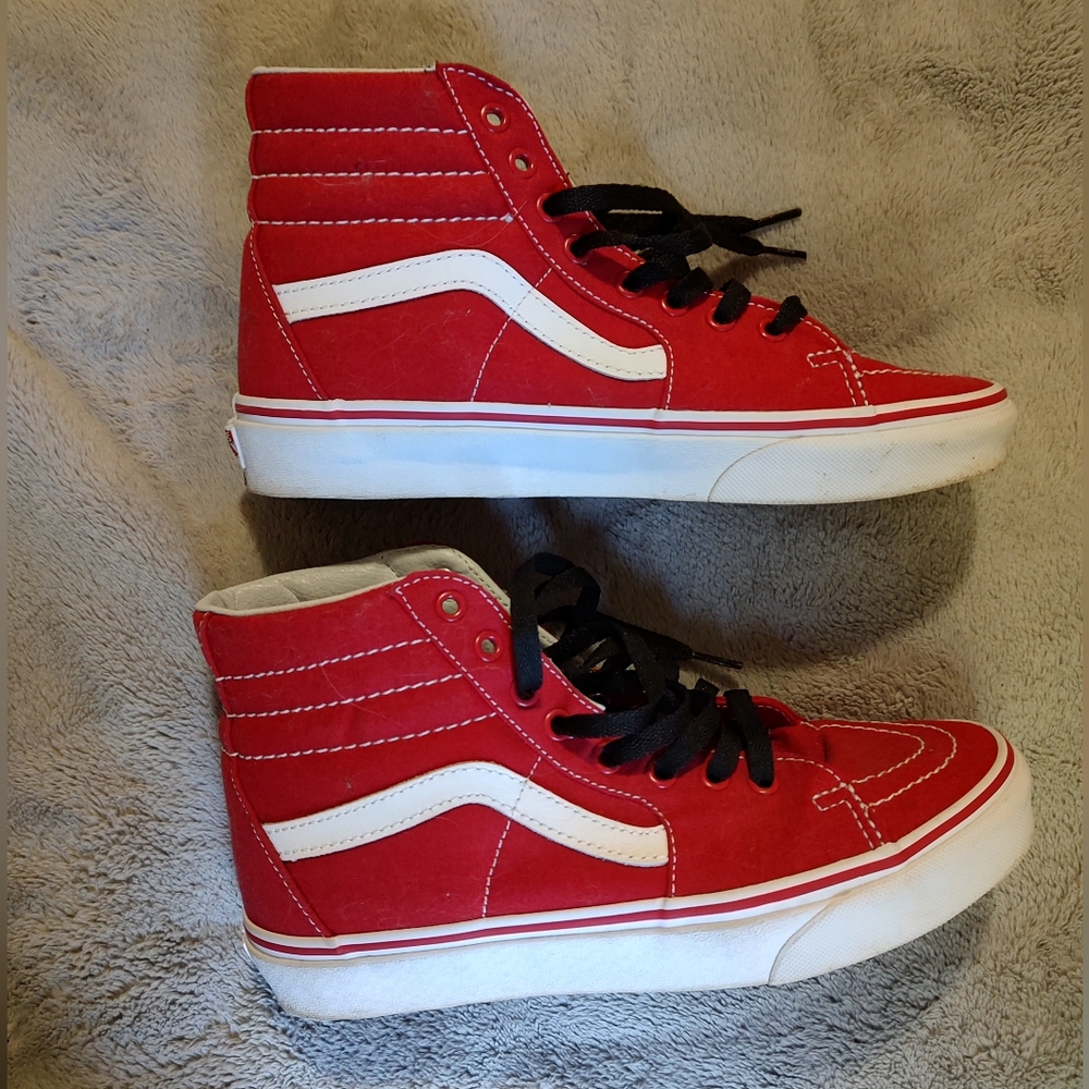 Vans Red High-Top Sneakers US Men 7 or US Women 8.5